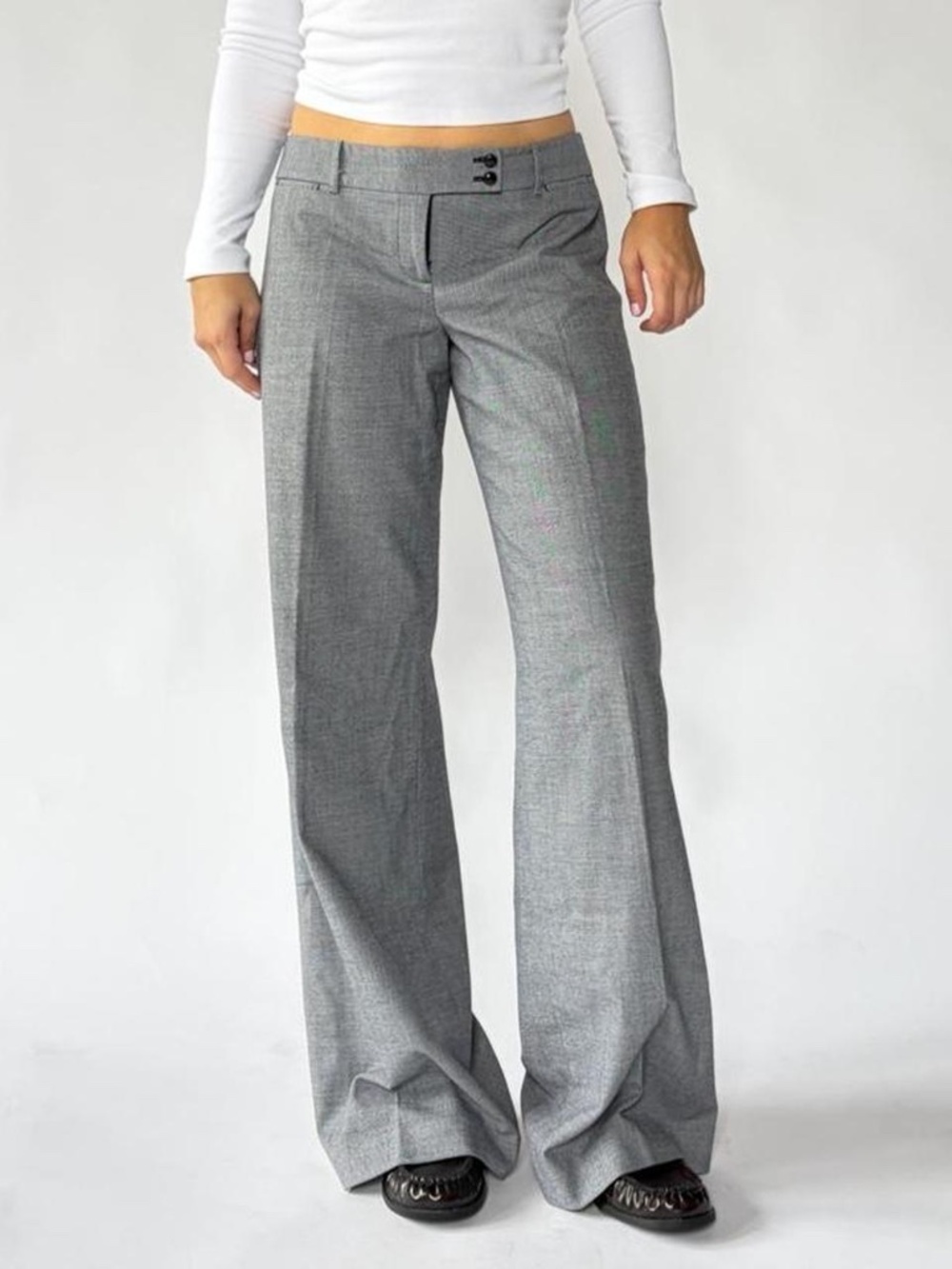 Low Rise Trousers Gray Flares Loft 8